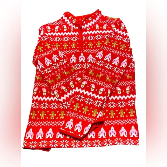 🎄Oshkosh Christmas Fleece Pullover Jacket Girl Red Fair Isle Size 14🎄 - Picture 1 of 5